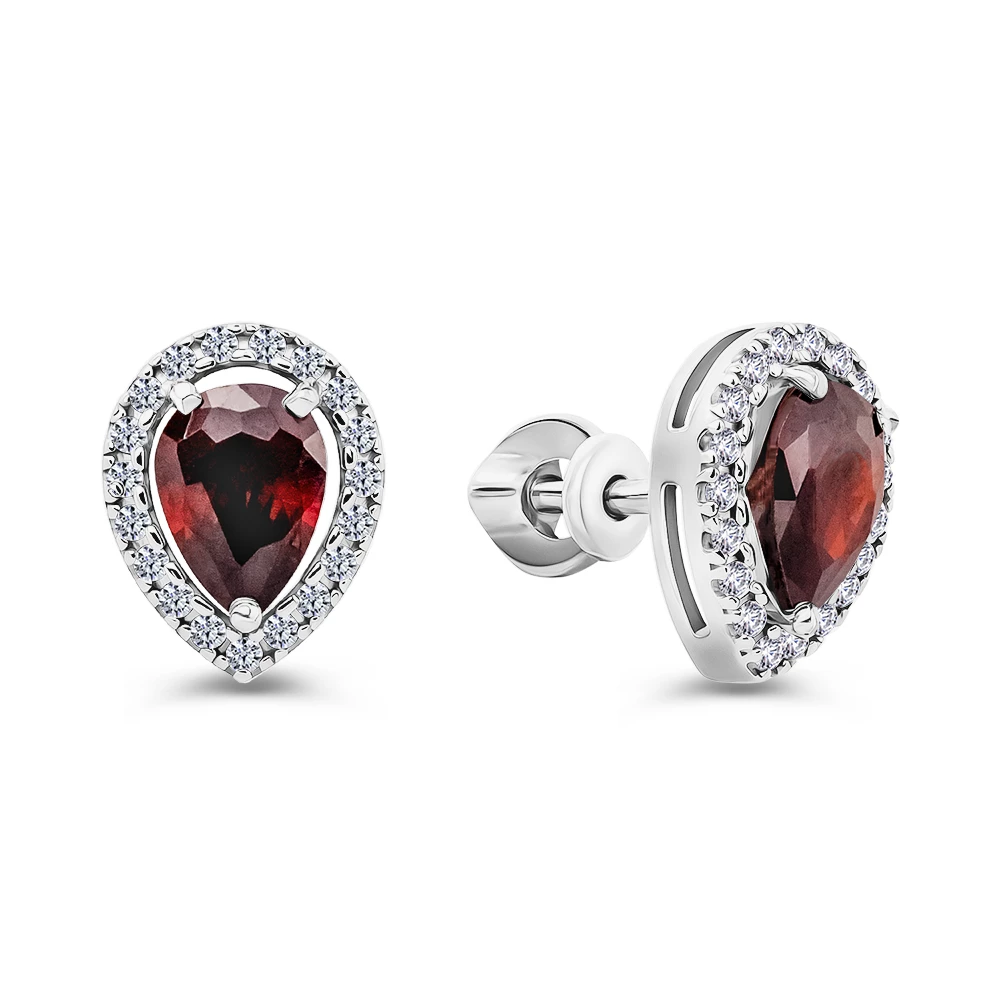 Серьги с фианитами из серебра 925 пробы