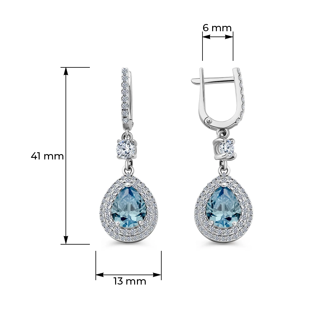Серьги с фианитами из серебра 925 пробы