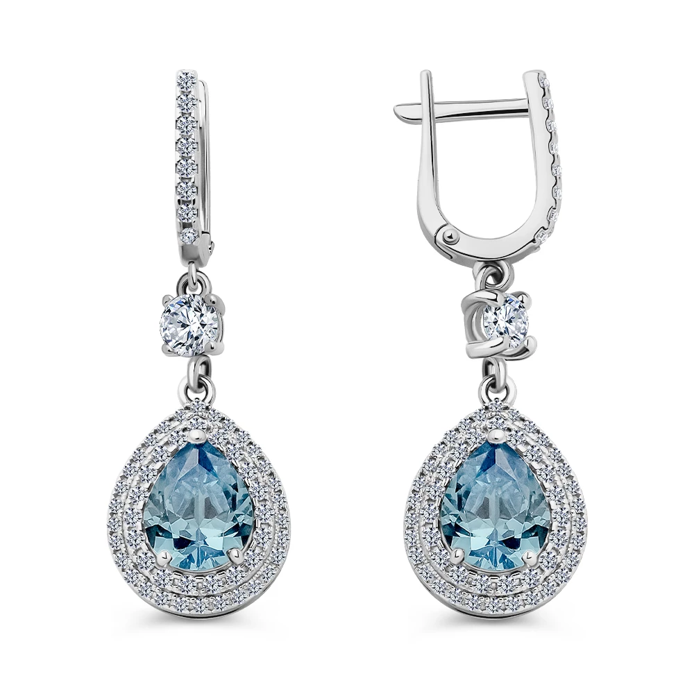 Серьги с фианитами из серебра 925 пробы