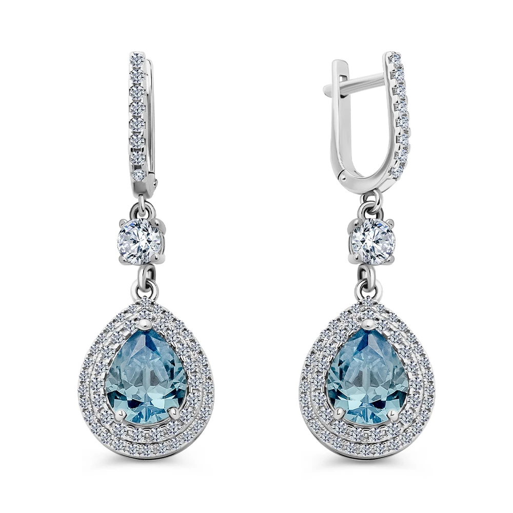 Серьги с фианитами из серебра 925 пробы