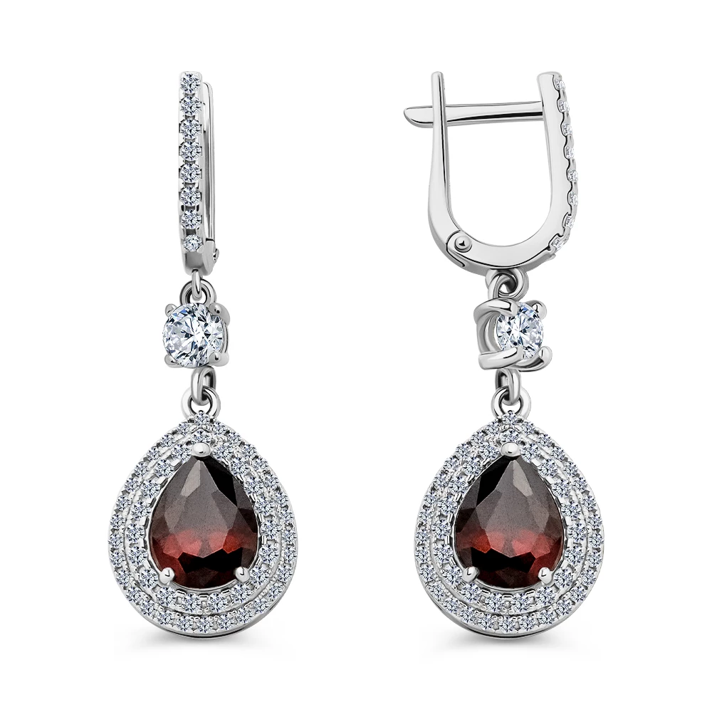 Серьги с фианитами из серебра 925 пробы