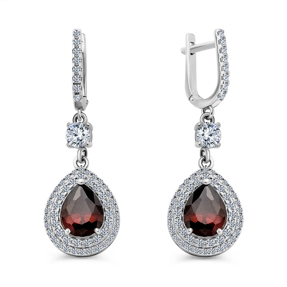 Серьги с фианитами из серебра 925 пробы