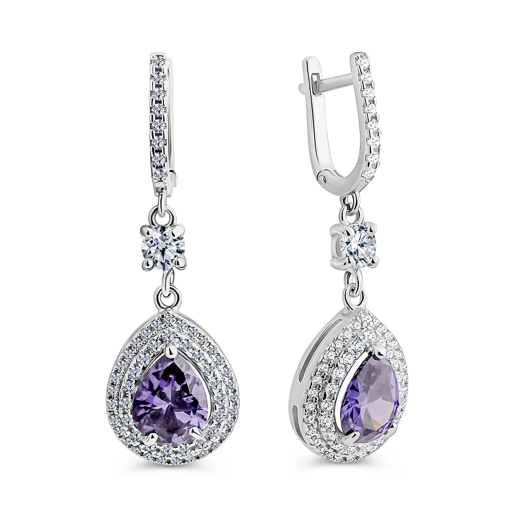 Серьги с фианитами из серебра 925 пробы