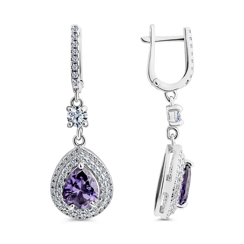 Серьги с фианитами из серебра 925 пробы