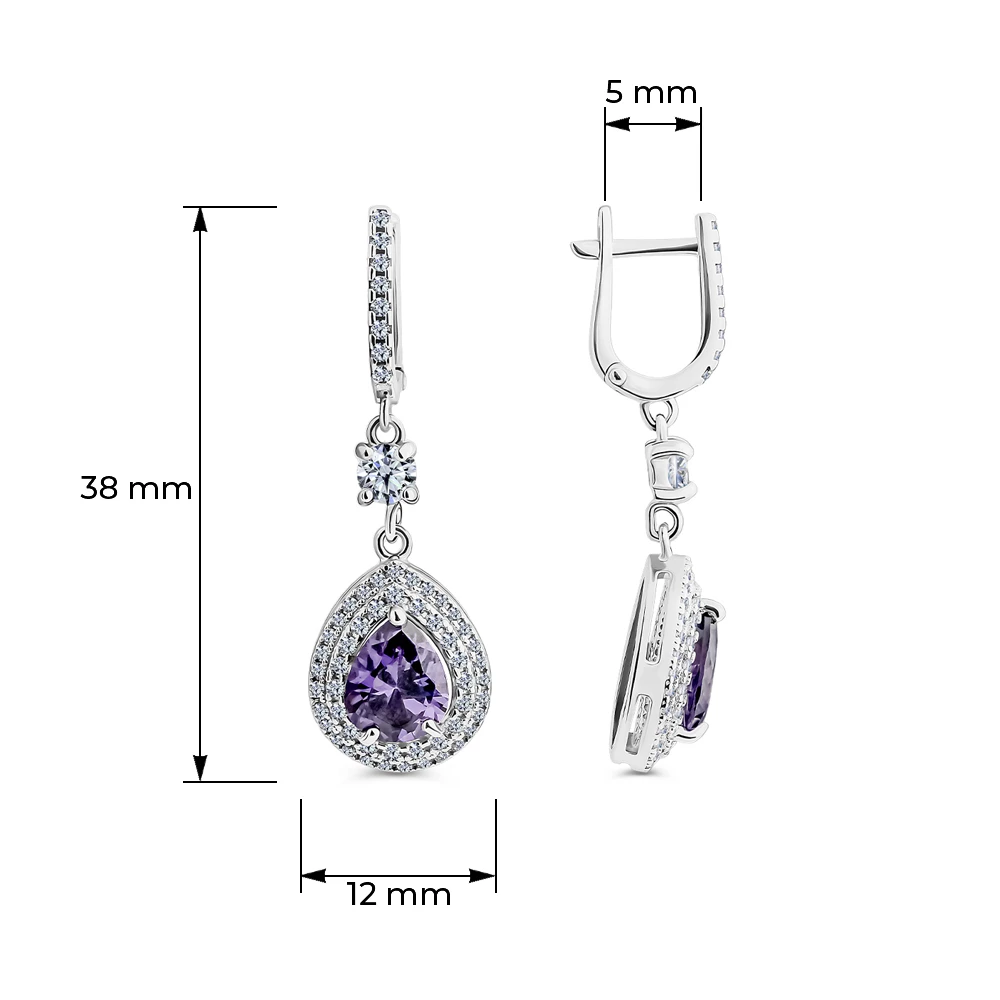 Серьги с фианитами из серебра 925 пробы