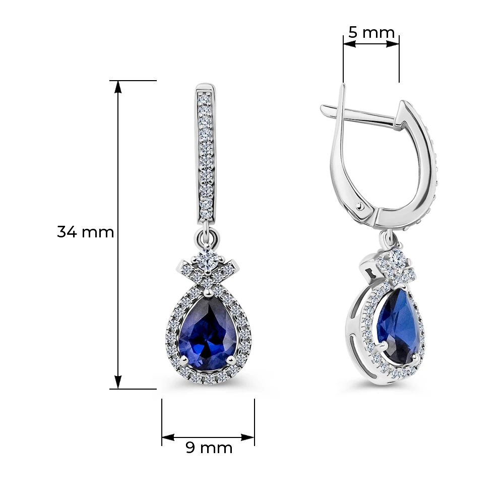 Серьги с фианитами из серебра 925 пробы