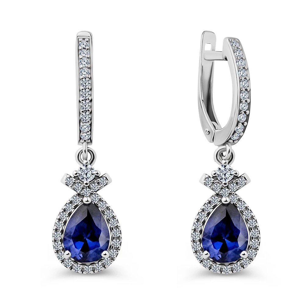Серьги с фианитами из серебра 925 пробы