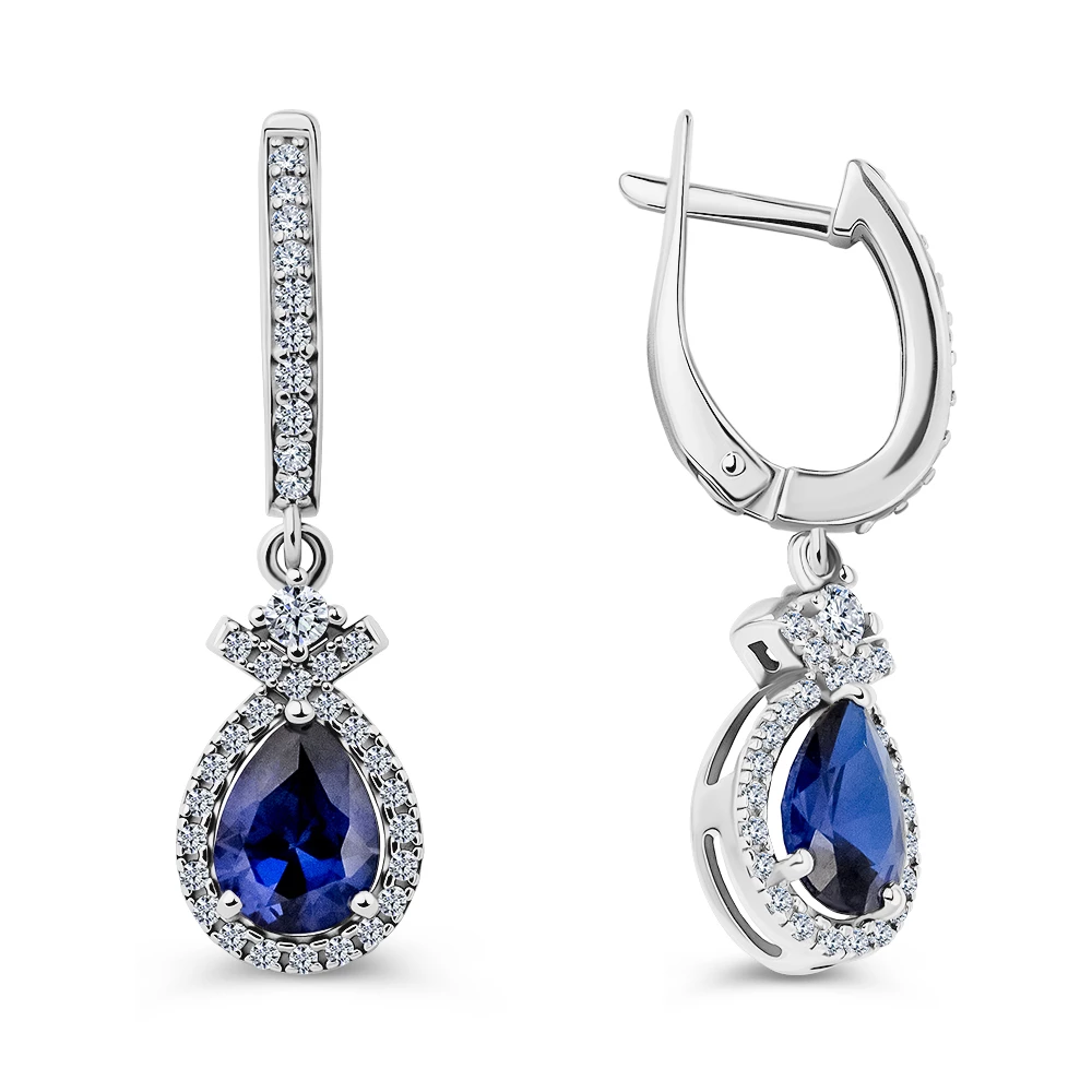Серьги с фианитами из серебра 925 пробы