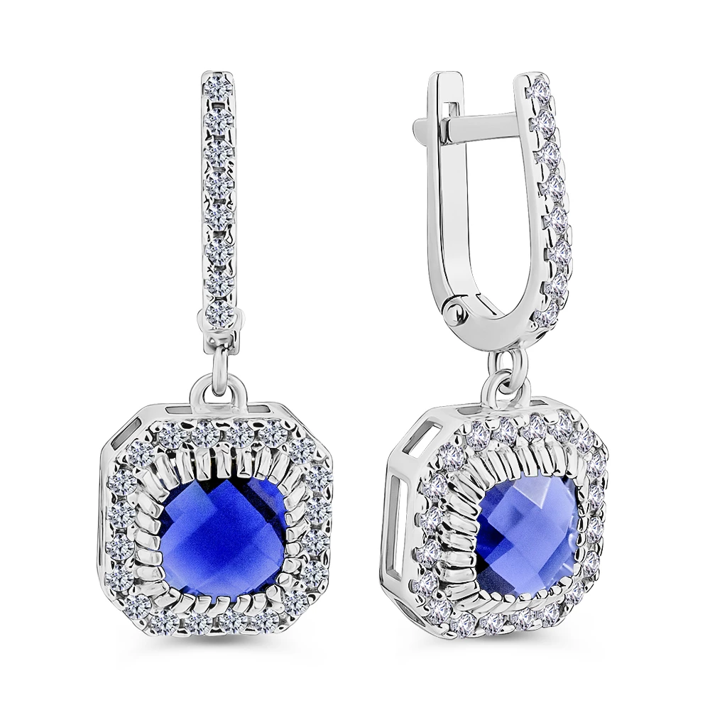 Серьги с фианитами из серебра 925 пробы