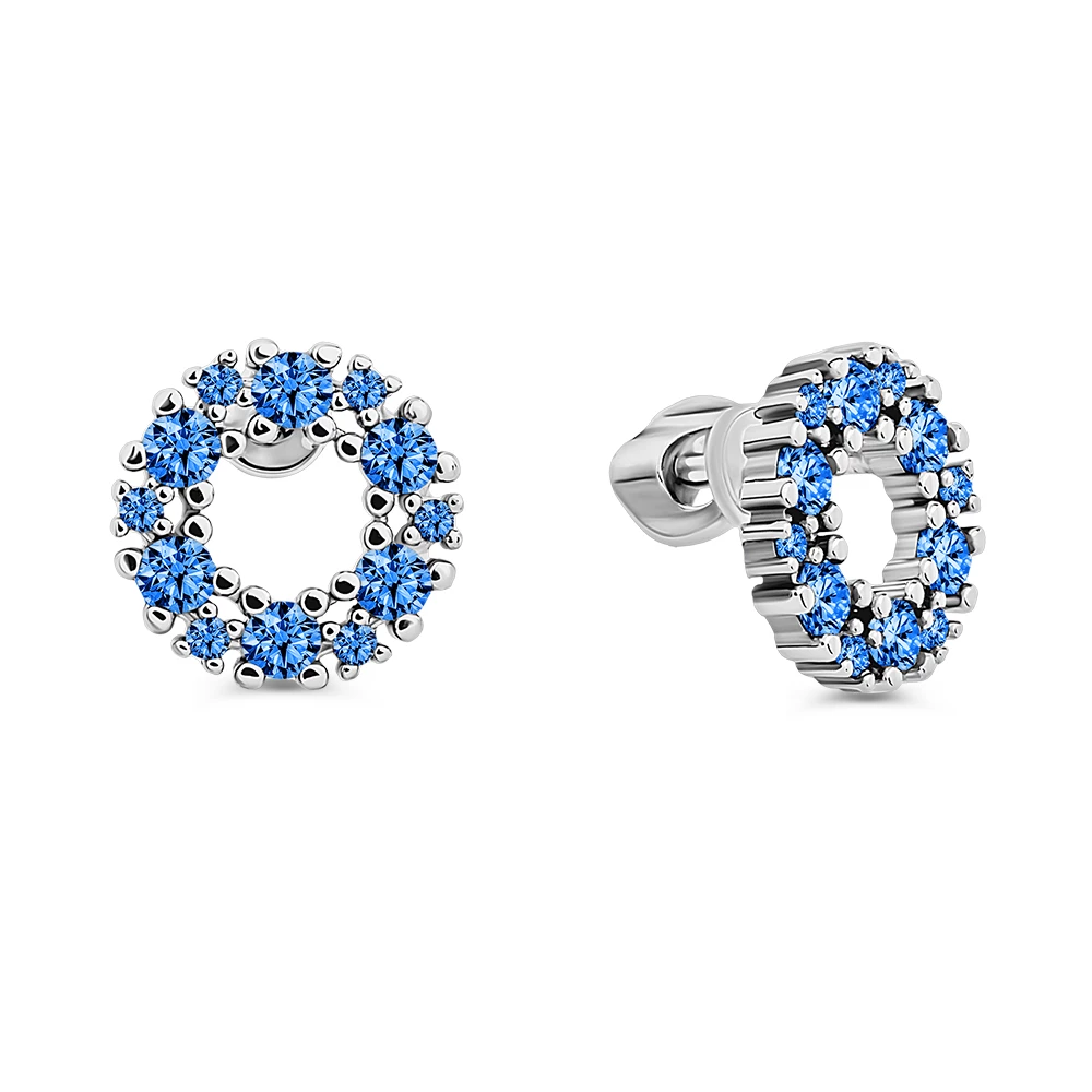Серьги с фианитами из серебра 925 пробы 1
