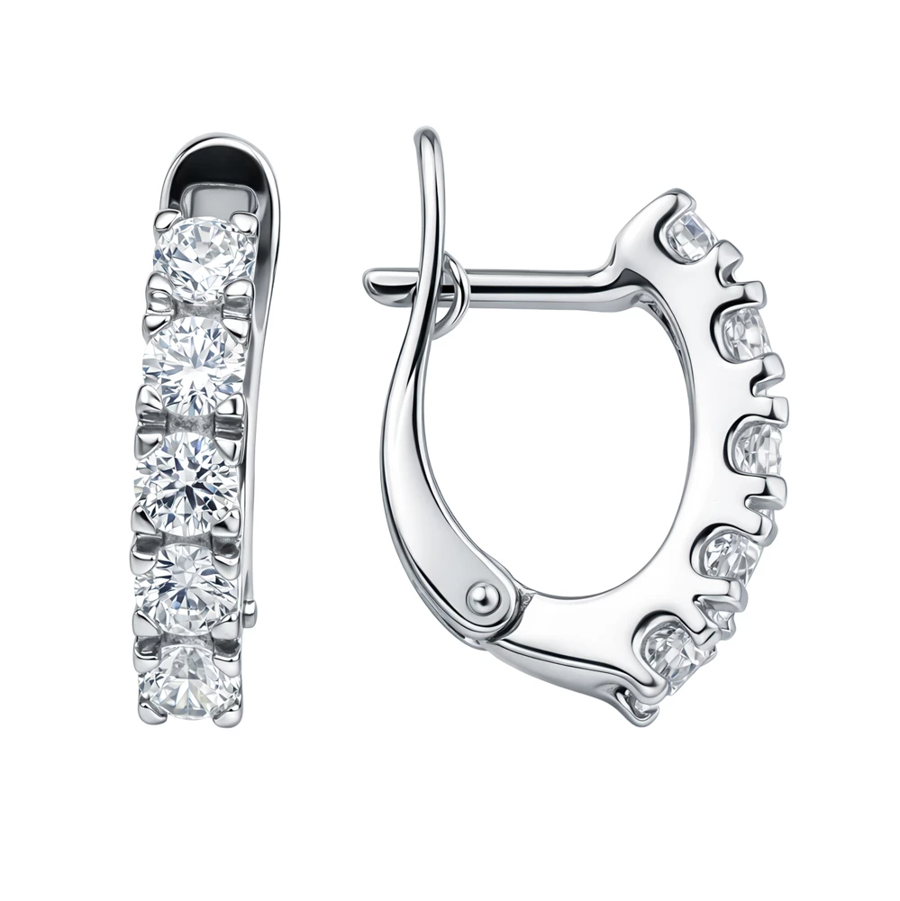 Серьги с фианитами из серебра 925 пробы
