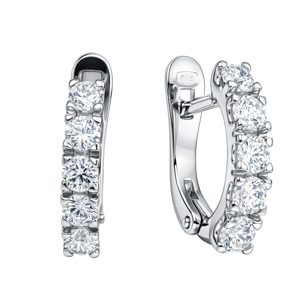 Серьги с фианитами из серебра 925 пробы