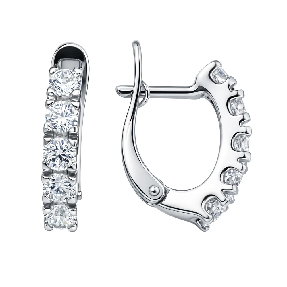 Серьги с фианитами из серебра 925 пробы