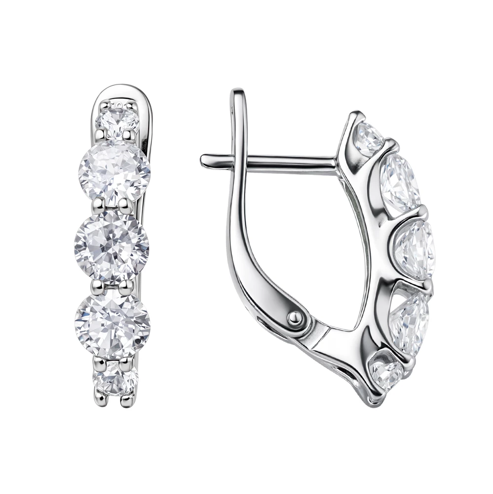 Серьги с фианитами из серебра 925 пробы