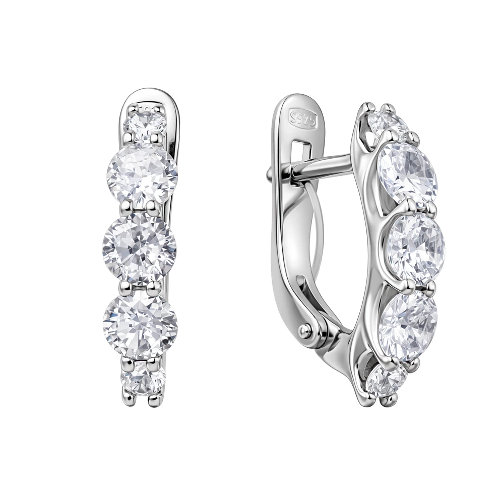 Серьги с фианитами из серебра 925 пробы