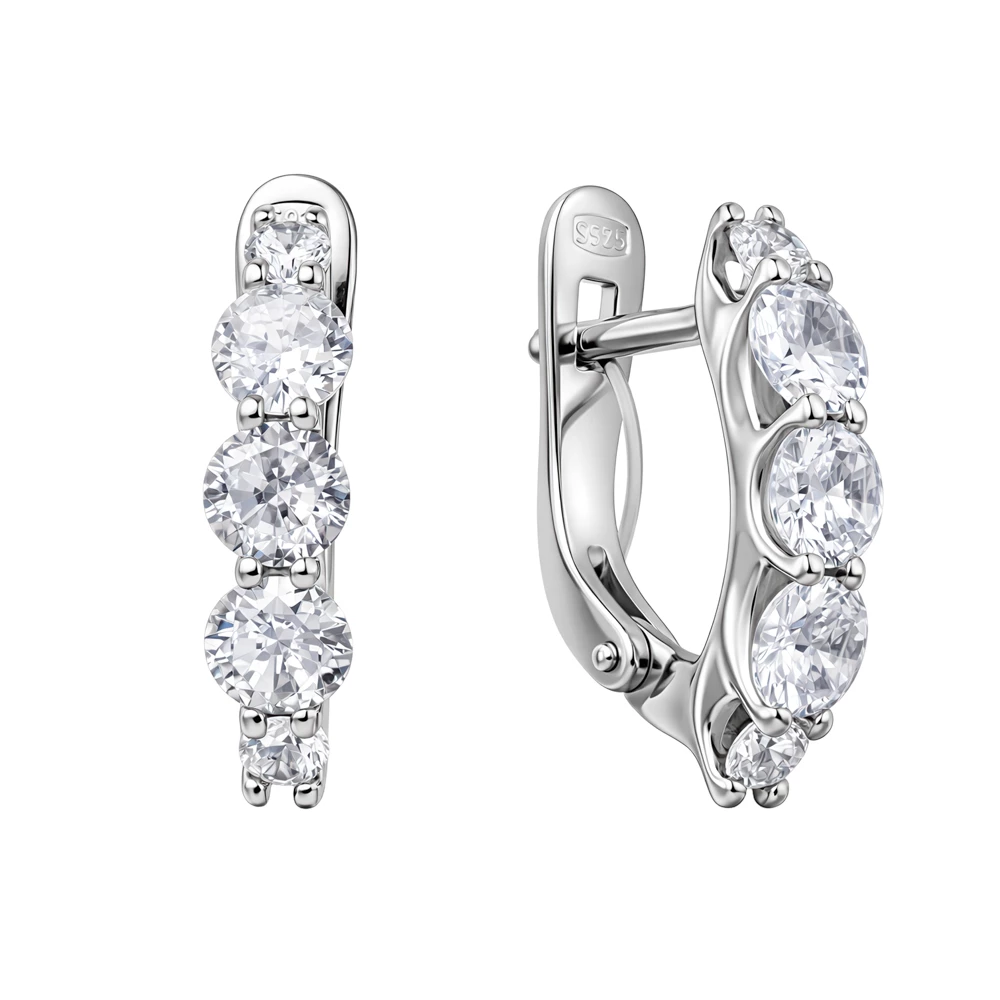 Серьги с фианитами из серебра 925 пробы