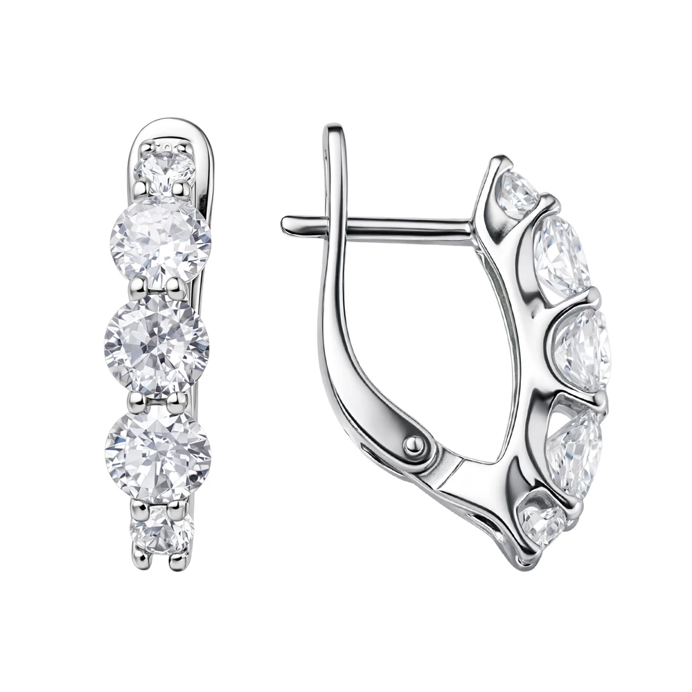 Серьги с фианитами из серебра 925 пробы