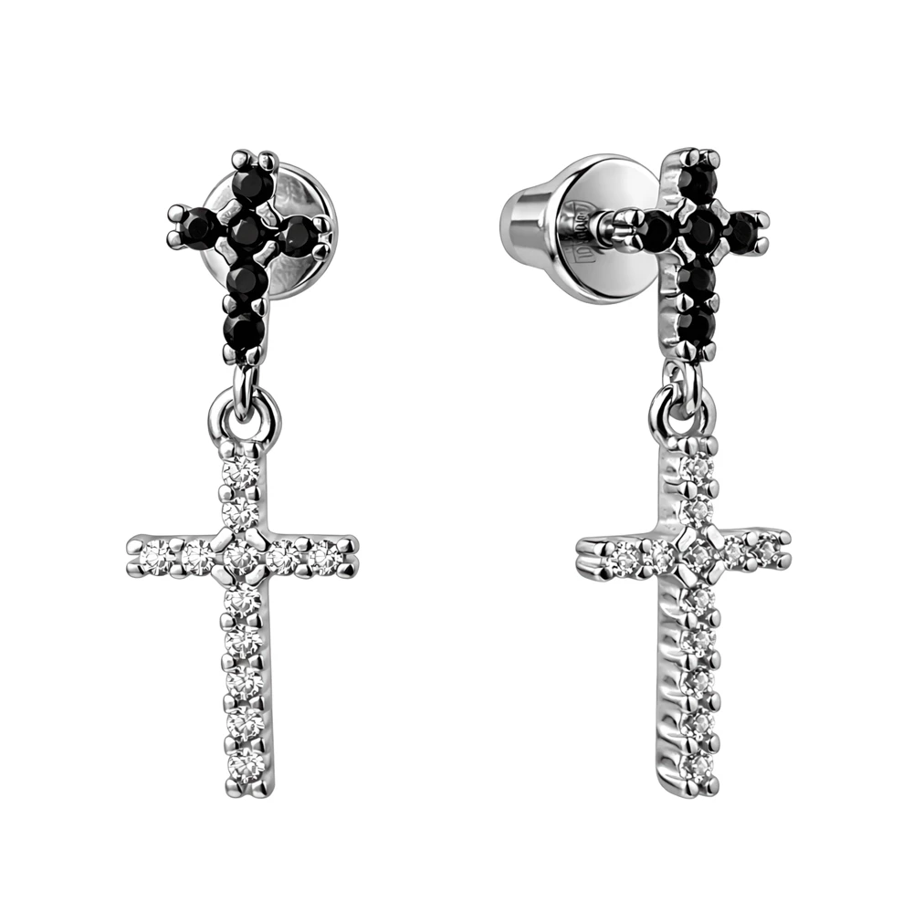 Серьги с фианитами из серебра 925 пробы