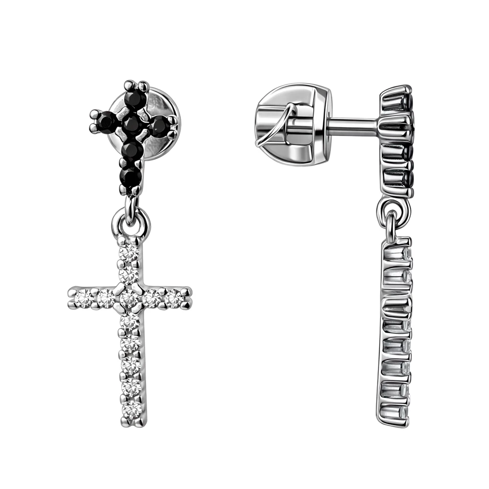 Серьги с фианитами из серебра 925 пробы