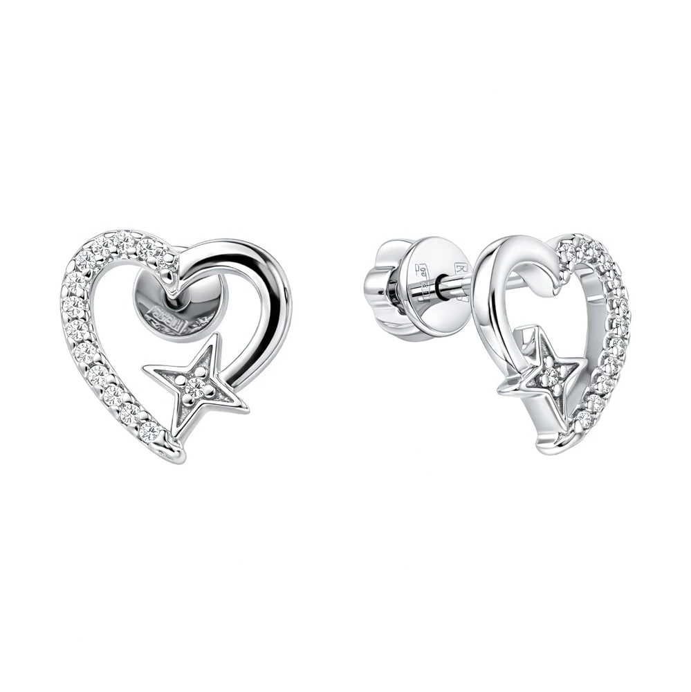 Серьги с фианитами из серебра 925 пробы