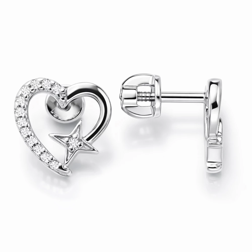 Серьги с фианитами из серебра 925 пробы