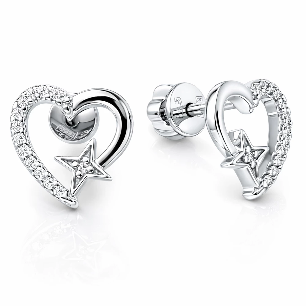 Серьги с фианитами из серебра 925 пробы