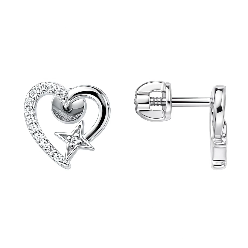 Серьги с фианитами из серебра 925 пробы