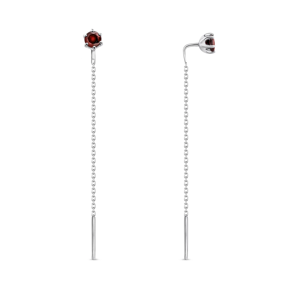 Серьги с гранатами из серебра 925 пробы