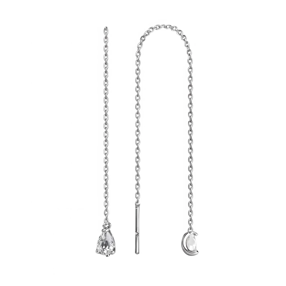 Серьги с ювелирными кристаллами из серебра 925 пробы