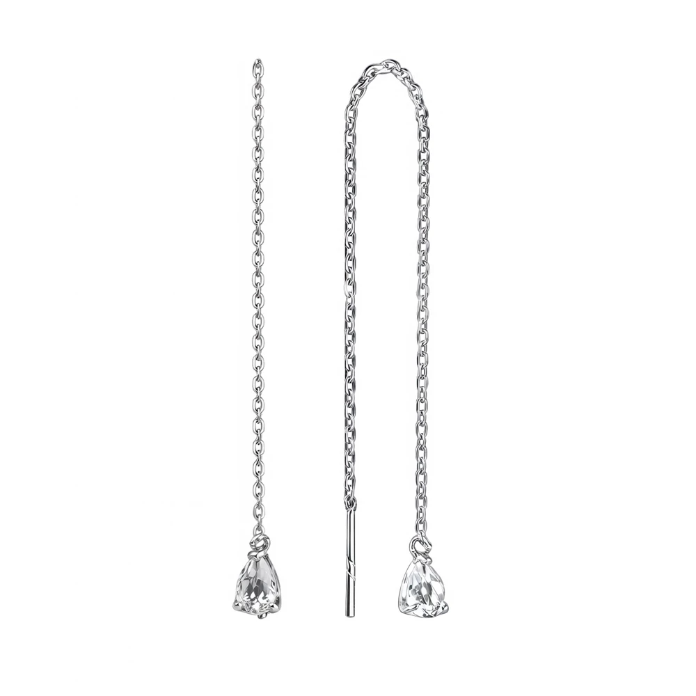 Серьги с ювелирными кристаллами из серебра 925 пробы