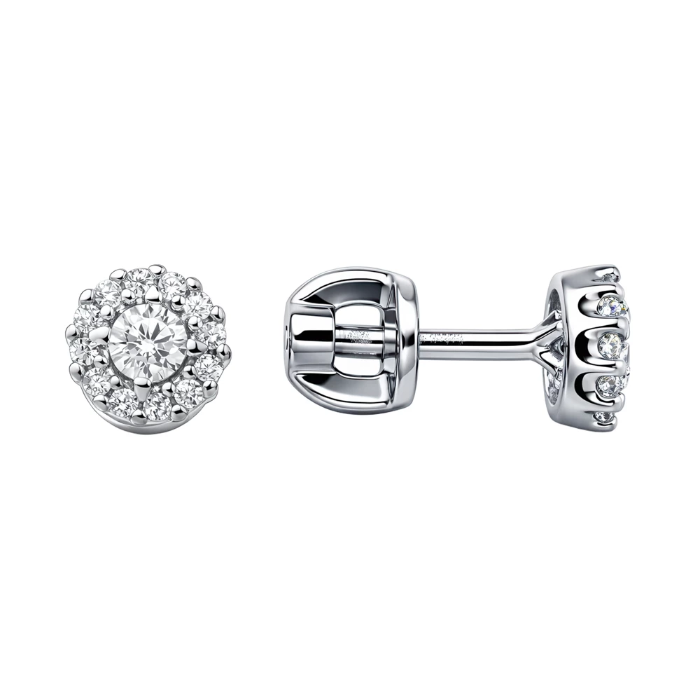 Серьги с фианитами из серебра 925 пробы