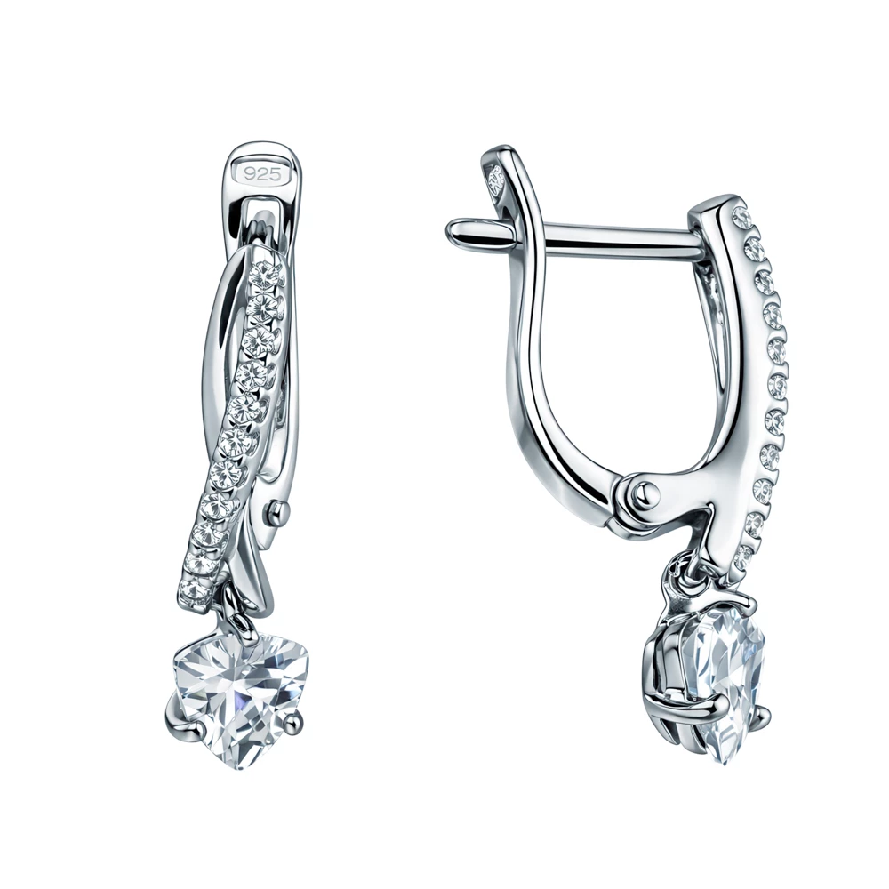 Серьги с фианитами из серебра 925 пробы