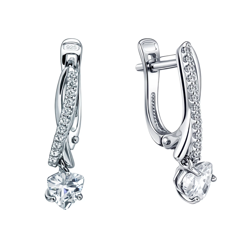 Серьги с фианитами из серебра 925 пробы