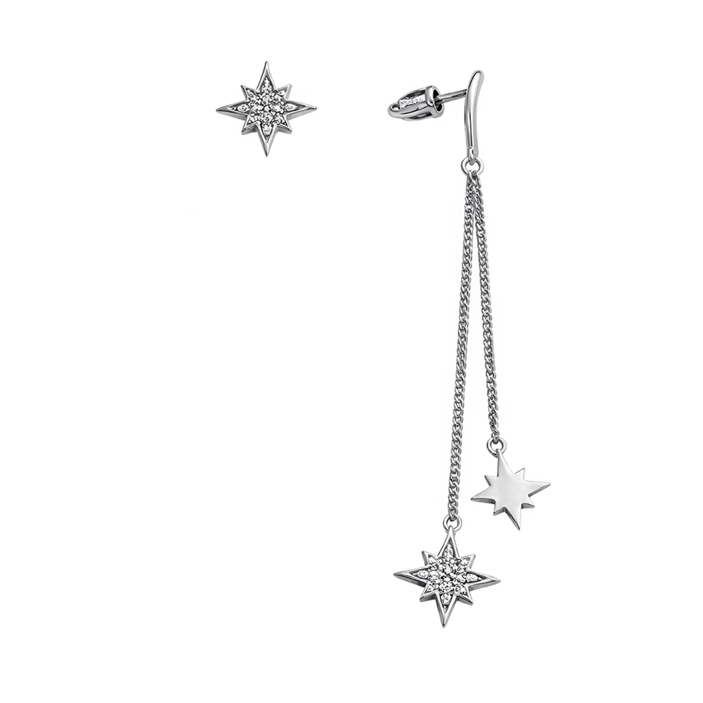 Серьги с фианитами из серебра 925 пробы