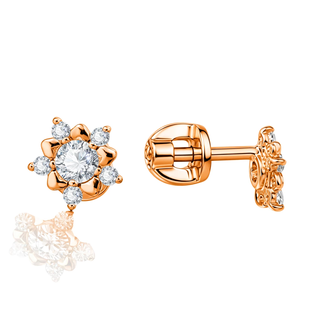 Серьги с фианитами из серебра 925 пробы