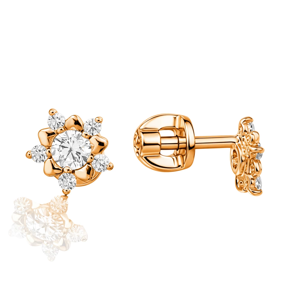 Серьги с фианитами из серебра 925 пробы