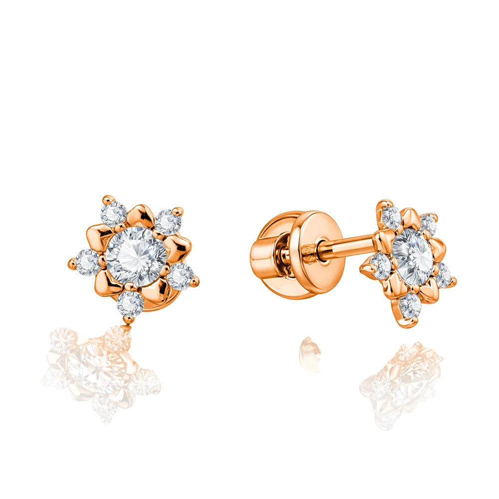 Серьги с фианитами из серебра 925 пробы