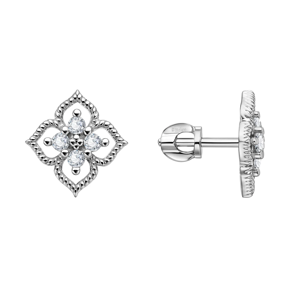 Серьги с фианитами из серебра 925 пробы