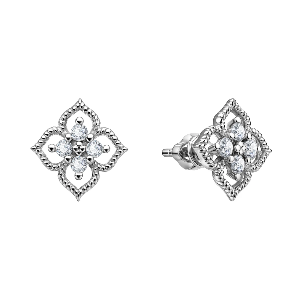 Серьги с фианитами из серебра 925 пробы