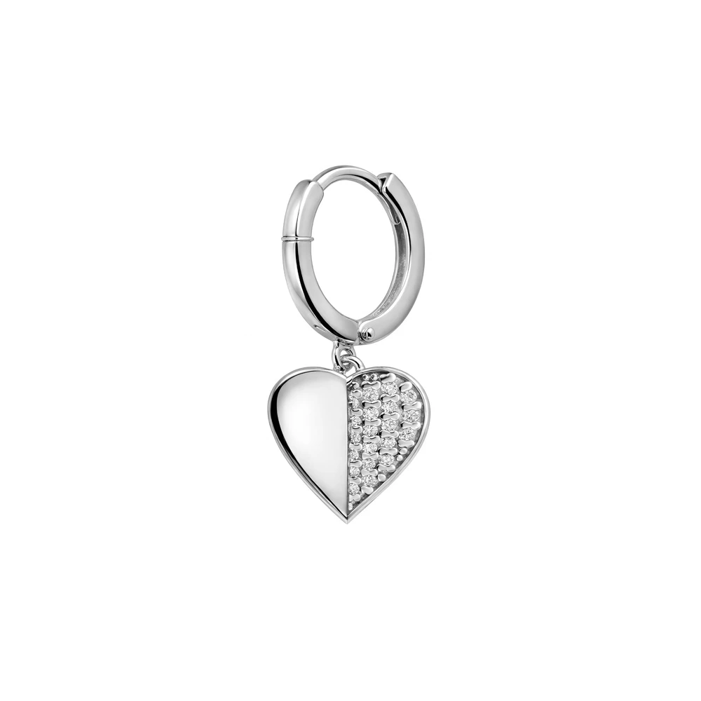 Серьга с фианитами из серебра 925 пробы