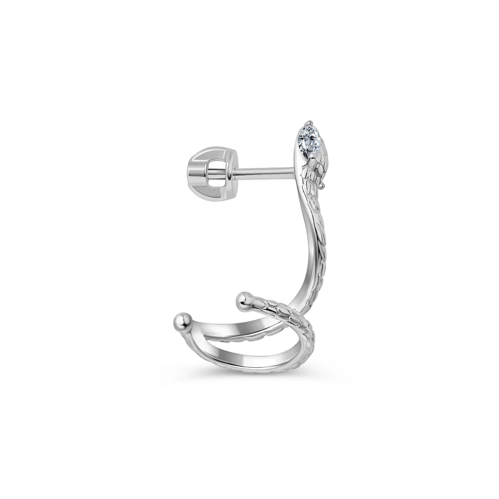 Серьга с фианитами из серебра 925 пробы