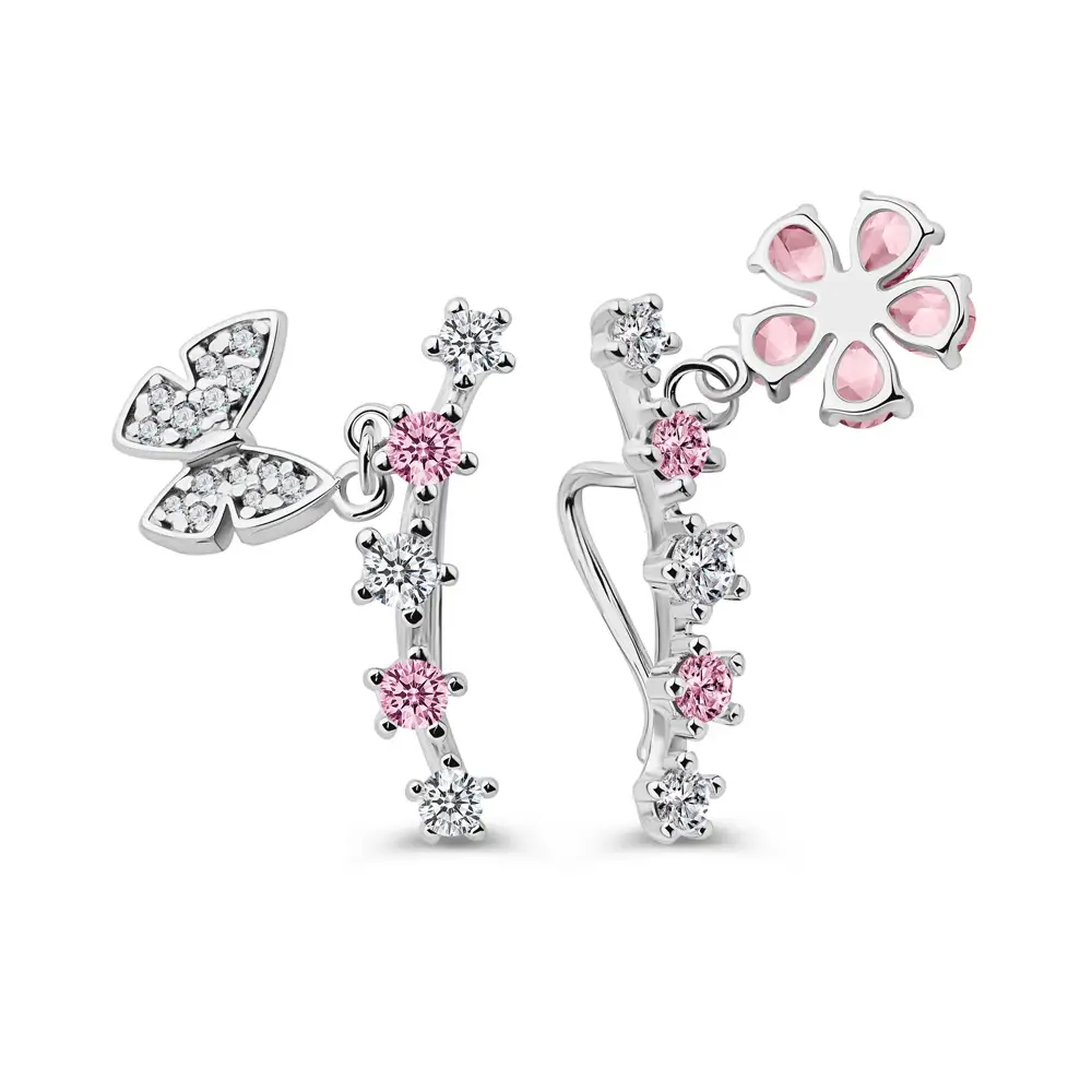 Серьги с фианитами из серебра 925 пробы
