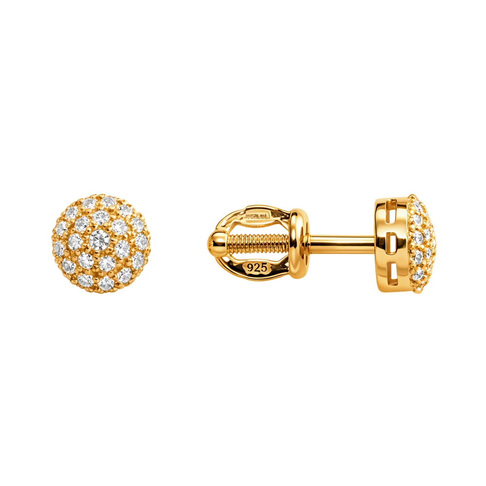 Серьги с фианитами из серебра 925 пробы