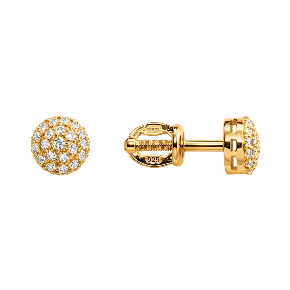 Серьги с фианитами из серебра 925 пробы