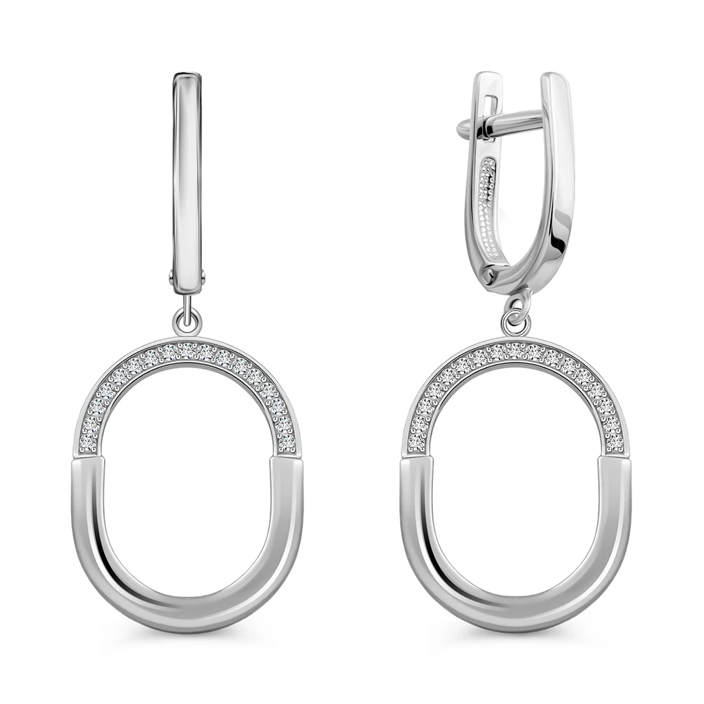Серьги с фианитами из серебра 925 пробы