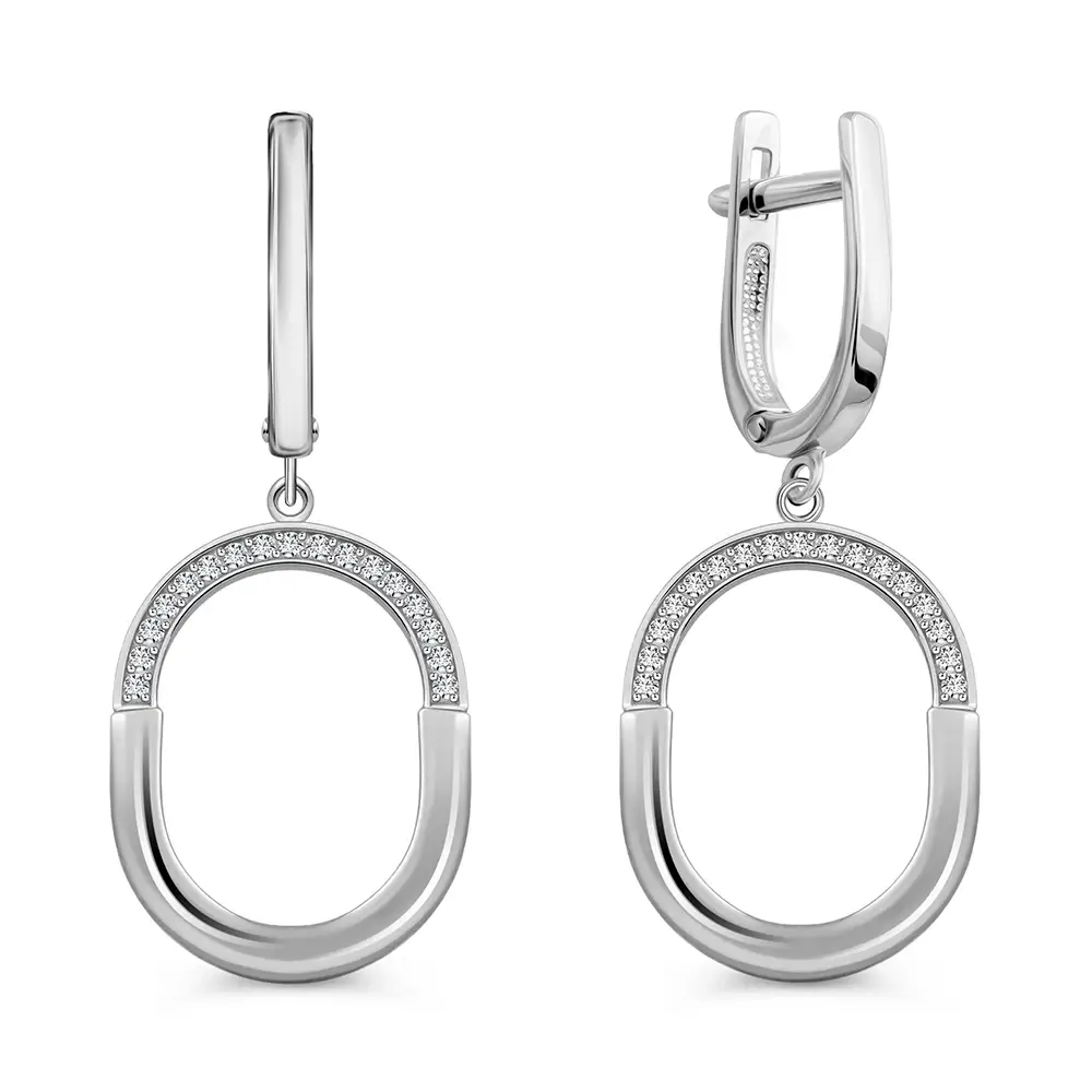Серьги с фианитами из серебра 925 пробы