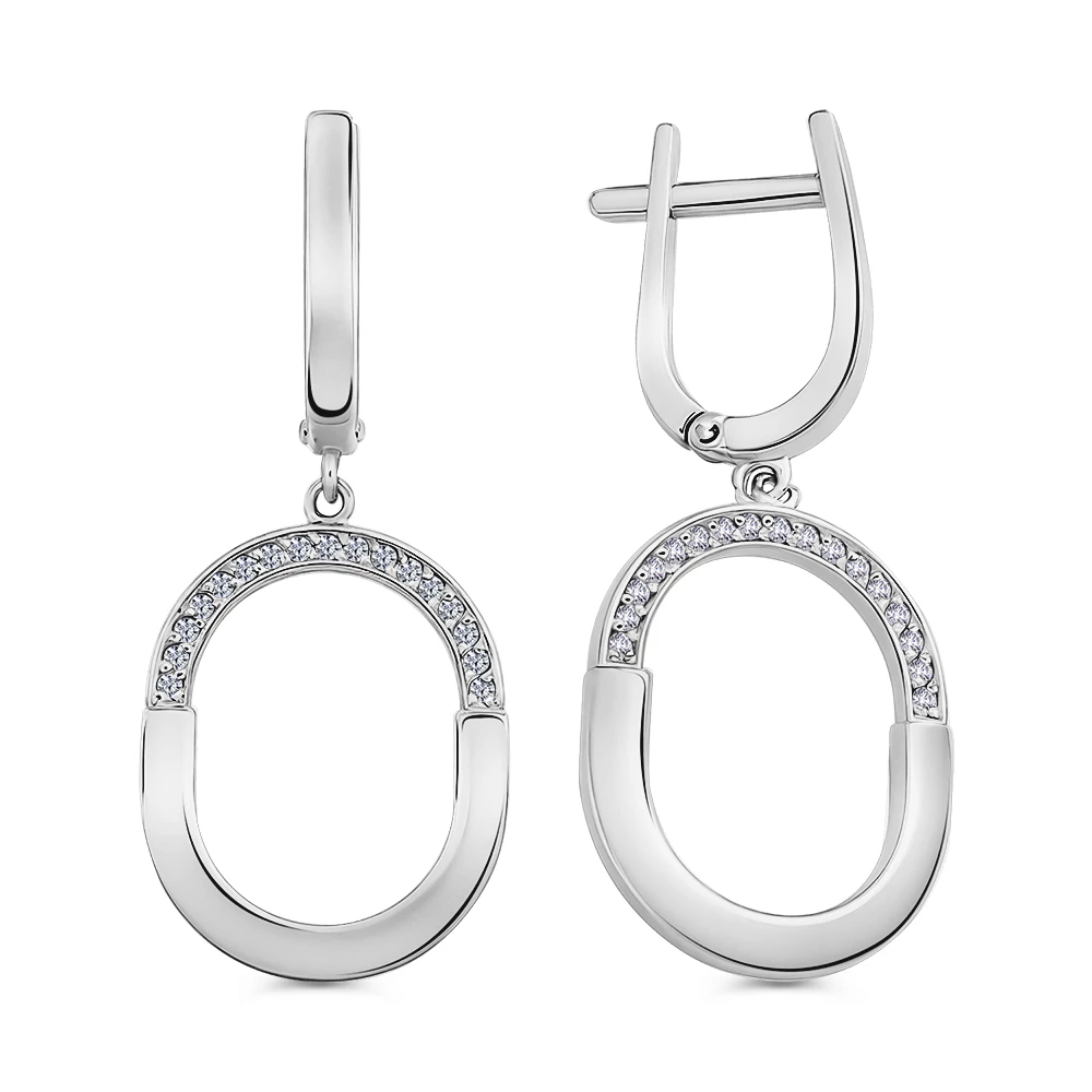 Серьги с фианитами из серебра 925 пробы
