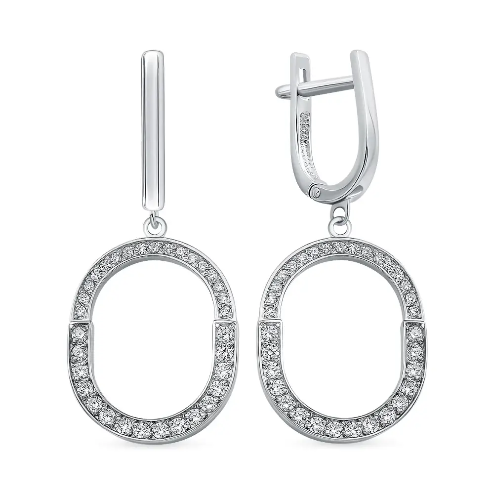 Серьги с фианитами из серебра 925 пробы