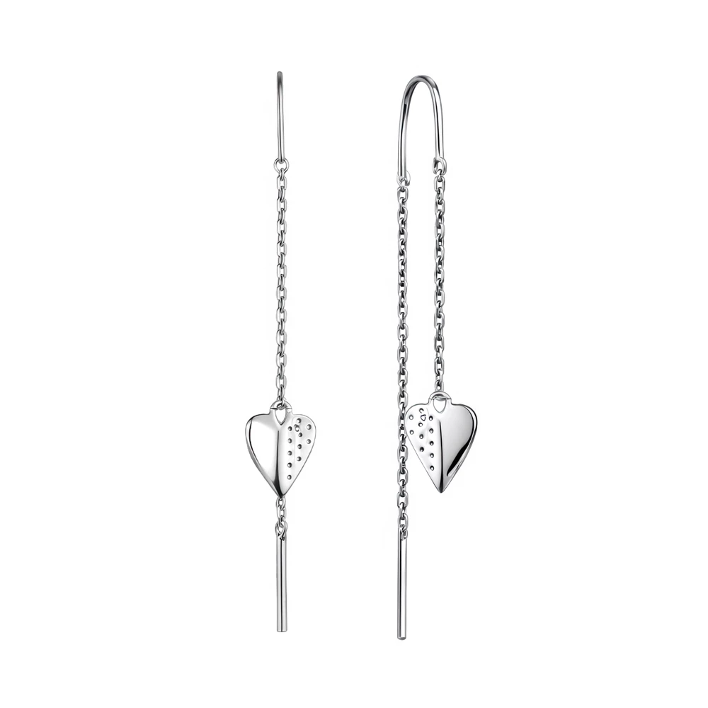 Серьги с фианитами из серебра 925 пробы