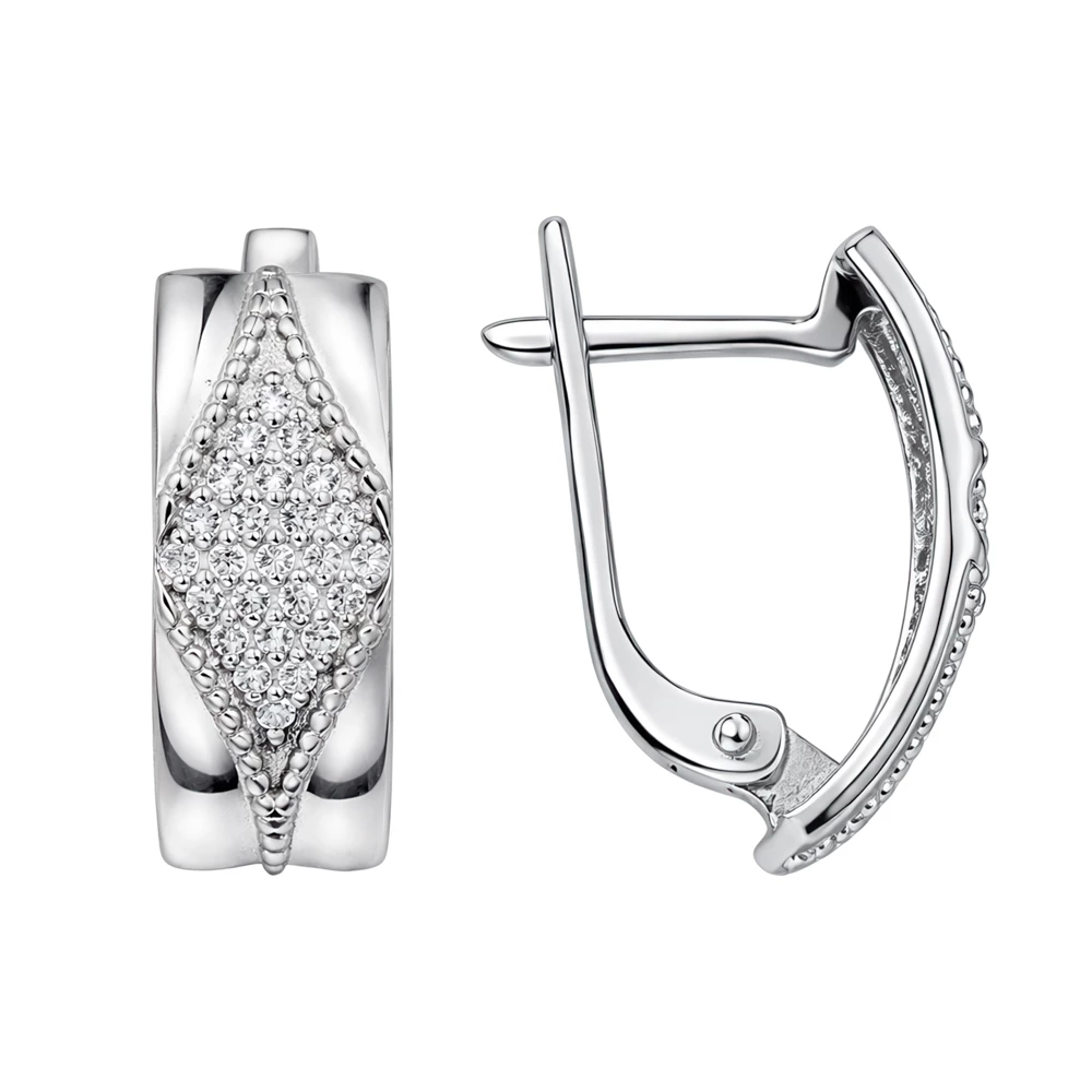 Серьги с фианитами из серебра 925 пробы